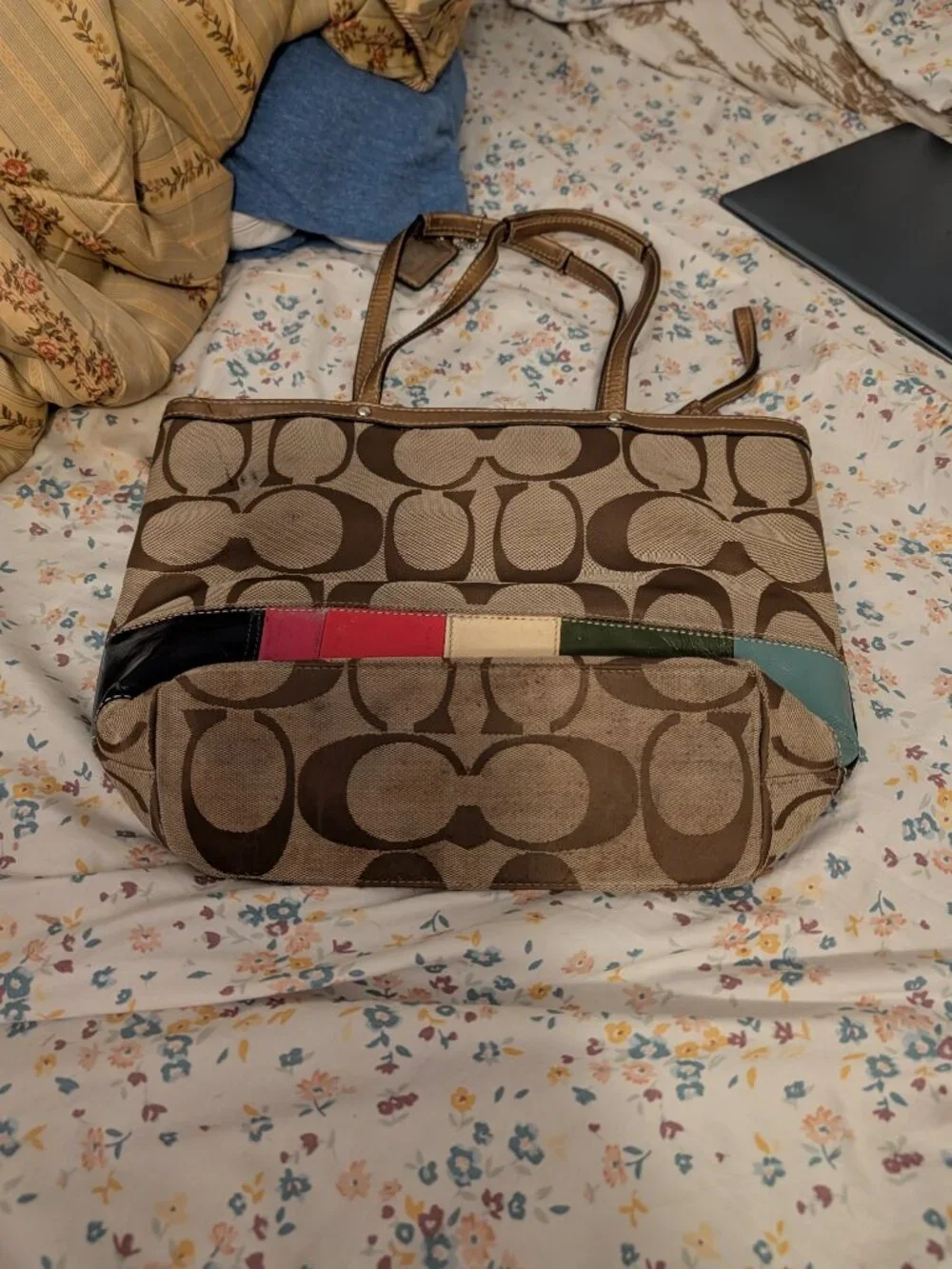 Coach Legacy Rainbow Stripe Signature Jacquard Tote F15588